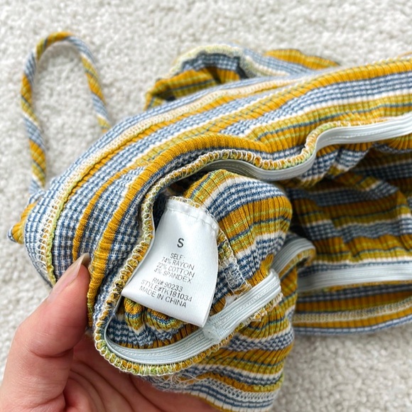 Yellow & Blue Tank top Crop Top - Picture 4 of 4